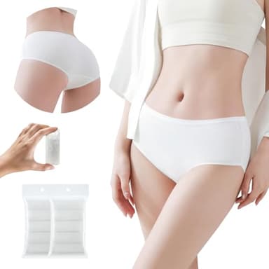 Women's Disposable Underwear for Travel Ladies Mid Waist Briefs Handy Panties Hotel Spa Hospital Stays Emergencies White（10pcs,S）