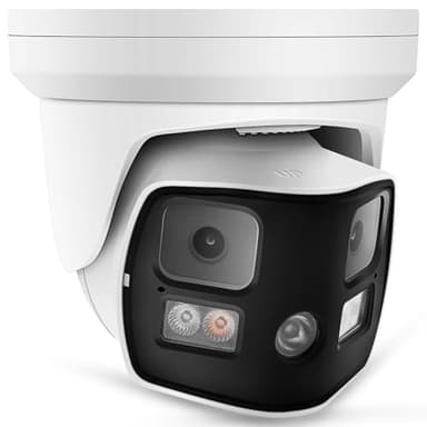 Real HD 8MP 4K Dual Lens Poe IP Security Camera 180 Degree Panoramic Wide Angle, Full Color Night Vision, H.265, IP66, NDAA Compliant