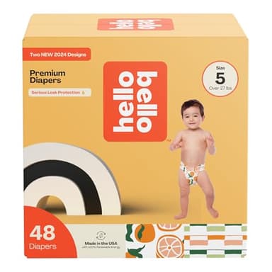 Hello Bello Premium Diapers Size 5, Main Squeeze & Zesties for The Resties Designs, 48ct Club Box