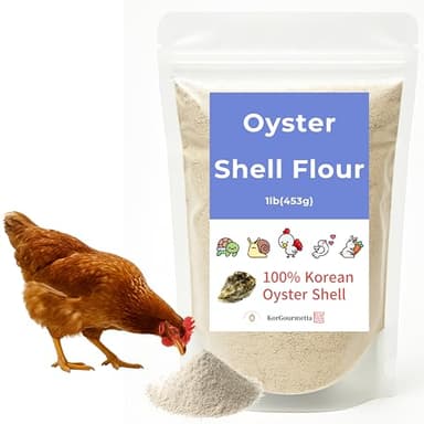 KorGourmetta | Oyster Shell Flour 1lb – Finely Ground Calcium Material for Chickens, Ducks, Birds, Reptiles, Amphibians, and More – Crushed Oyster Shell Alternative | 굴껍질가루