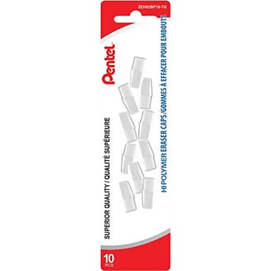 Pentel Hi-Polymer White Cap Erasers, Pack of 10 (ZEH02BP10)
