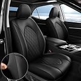 GIANT PANDA Custom Fit 2 Pack Front Car Seat Covers Fit for Toyota Camry 2018 2019 2020 2021 2022 2023 2024 LE,SE,SE Nightshade, Luxury Seat Covers for car, Faux Leather - (Black)