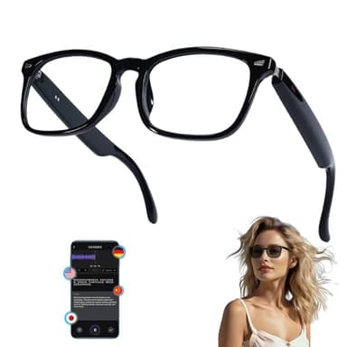 MNVOEQ AI Smart Wireless Bluetooth Translation Glasses for Men/Women with Speakers/Bluetooth&140+ Languages Translation Sports/Travel/Drive/Busniess (C3+AI+Color Change Lenses+Black)