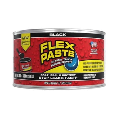 Flex Paste, Waterproof Paintable Putty, Spackle Sealant, Fill Gaps Cracks Holes - Block Out Water and Air - UV Resistant - Walls, Drywall, EPDM, Concrete, Roof, RV Repairs, Black, Half-Quart