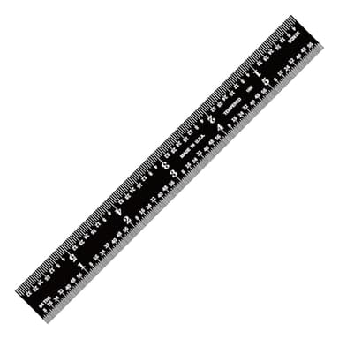 PEC Tools 6-inch Metal Ruler, Stainless Steel with Black Chrome Finish, 16R Graduation (1/32", 1/64", 1/50", 1/100") High-Precision, High Wear Resistance, High Contrast, Machinist Rule, Made in USA