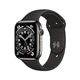 Apple Watch Series 6 (GPS + Cellular, 44mm) - Graphite Stainless Steel Case with Black Sport Band (Renewed)