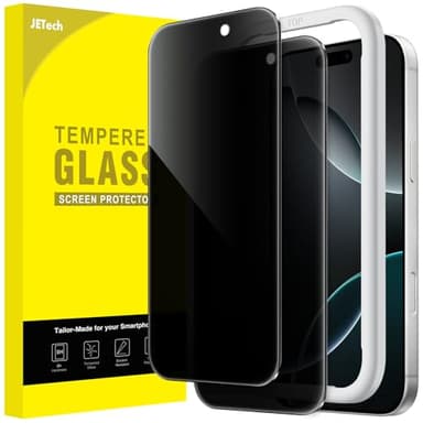 JETech Privacy Screen Protector for iPhone 16 Pro 6.3-Inch, Anti-Spy Tempered Glass Film with Easy Installation Tool, 2-Pack