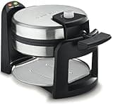 Cuisinart WAF-F30 Round Flip Belgian Waffle Maker, Black/Silver, 1 inch thick