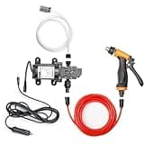 Bang4buck Portable Intelligent Electric Pressure Washer Pump 100W 160 PSI 12V Portable Pressure Powerful Washing Kit with 21.3 Feet PVC Hose for Home, Car, Garden, Projects (100 W-Black Hose)