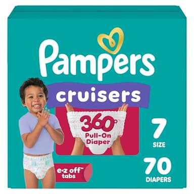Pampers Diapers - Cruisers 360 - Size 7, 70 Count, Babyproof up to 100% Leakproof Pull-On Diaper