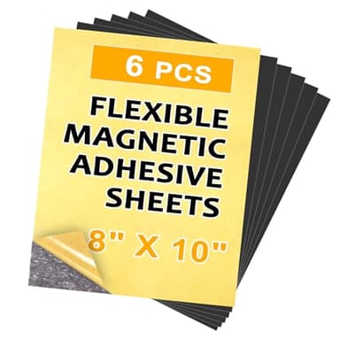 Towjug Cuttable Magnetic Sheets 6 Pack, Each 8" x 10", Stick Magnetic Paper with Adhesive Backing for Crafts, Paper Magnets and Stickers