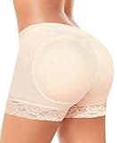 Padded Underwear for Women Butt Lifter Panties Booty Pads Butt Enhancer Lace Boyshorts Shapewear (#1 Beige-mid Waisted, X-Large)