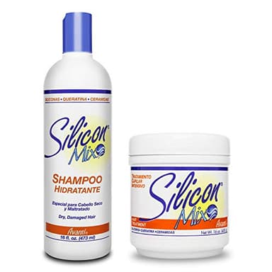 Silicon Mix Hair Treatment & Shampoo 16 oz Combo – Deep Conditioner & Intensive Treatment for Dry, Damaged & Brittle Hair – Moisturizing Formula to Repair, Control Frizz