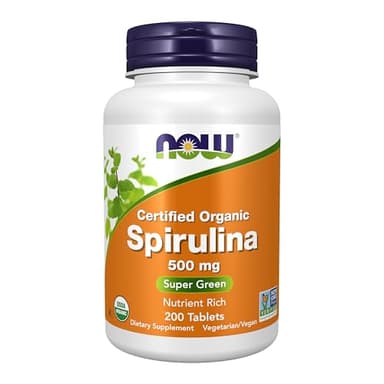 NOW Foods Supplements, Organic Spirulina 500 mg with Vitamins, Minerals and GLA (Gamma-Linolenic Acid), 200 Tablets