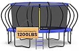 ORCC 1200LBS Weight Capacity Trampoline 16 15 14 12 10 8FT Without Basketball Hoop Water Sprinkler Spiral Ground Stakes Outdoor Yard Trampolines for Kids Adults