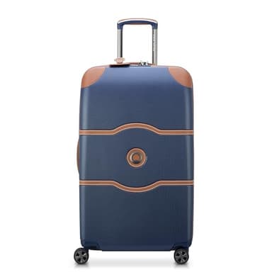 DELSEY PARIS Chatelet Air 2.0 Hardside Luggage Trunk with Spinner Wheels, Navy Blue, Checked-26 Inch