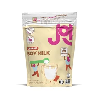 JOI Organic Soy Milk, Plant-Based Milk Powder, Non-Dairy Milk Substitute, No Preservatives, No Gums, No Added Sugar, Vegan, Non-GMO, USDA Certified, USA Based Soy Beans, Kosher, 9g Protein per Serving, Up to 25 Servings, 1 lb (453 g)