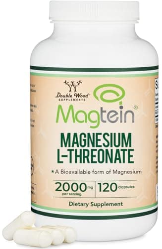Magnesium L Threonate, Magtein, Sleep and Cognitive Support – High Absorption – Most Bioavailable Form of Magnesium – 2,000 mg – 120 Capsules