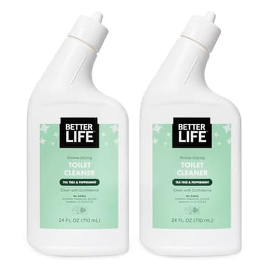 Better Life Toilet Bowl Cleaner, Plant-based, Stain & Odor Remover, Tea Tree & Peppermint Scent Cleaning Gel, Liquid Bathroom Cleaners for Household, 24 Oz, Pack of 2