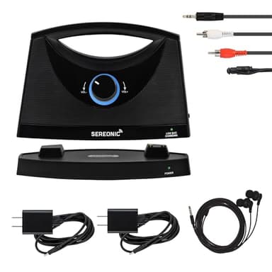 SEREONIC PRO Portable Wireless TV Speakers for Smart TV Without The Blaring Volume, Ideal for Elderly and Hard of Hearing with Extra Earbuds and Power Adapter - 100ft Range (Black)