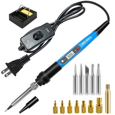 Soldering Iron Heat Set Insert Tool, 80W 110V LCD Digital Soldering Welding Iron Kit with Iron Tips and Heat Set Insert Tips, 16-in-1 Adjustable Temperature 180-500℃ Solder Kit, Blue