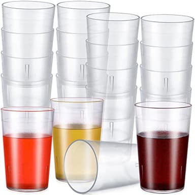 Meanplan 48 Pack Plastic Reusable Drinking Glasses Restaurant Grade 8 oz Plastic Cups Unbreakable Stackable Drink Tumblers Water Cup for Kitchen Cafe Wedding Birthday Party Supplies (Frosted)