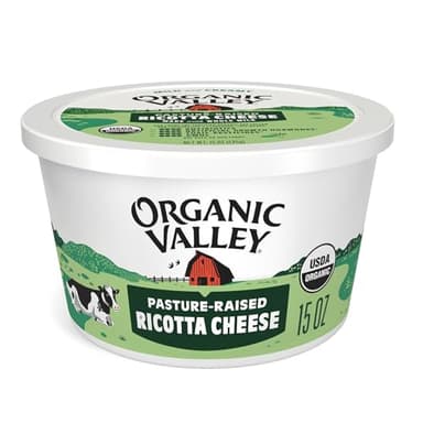 Organic Valley Ricotta Cheese in Tub, Whole Milk, Italian Flavor, Cow's Milk, Non GMO, Kosher, 15 Ounces (Pack of 6)