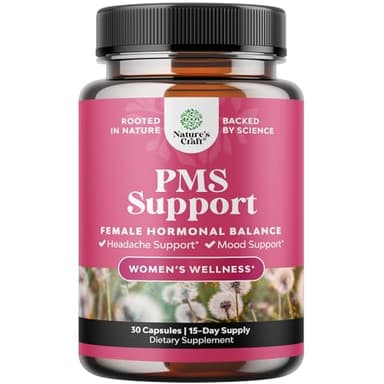 PMS Support Supplement for Women – Hormone Balance for Women & Menstrual Ease with DIM, Chasteberry, Black Cohosh & Ashwagandha - for Period Cramps Ease, Menopause Bloating, Mood Swing – 30 Ct