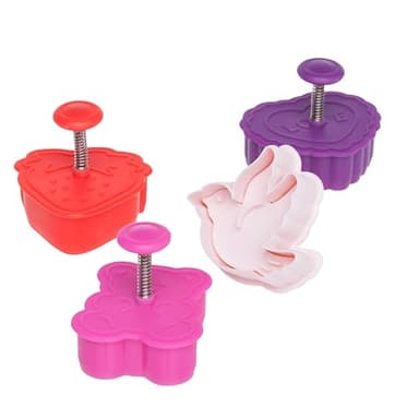 Ateco Valentine Themed Plunger Cutters, Set of 4 Shapes for Cutting Decorations & Direct Embossing, Spring-loaded Handle, Food Safe Plastic
