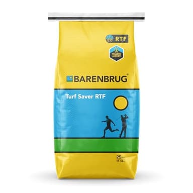 Barenbrug Turf Saver RTF Grass Seed with Yellow Jacket Seed Coating - Less Water Self-Repairing Tall Fescue Turf for Use on Sports Field, Golf Courses, Parks, Lawns, and Yard (25 LB Bag)