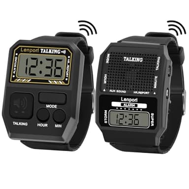 Lenporl Talking Watch 2 Pack, English Talking Watches for The Blind, Clear Female Voice Talking Wrist Watch Self-Setting Atomic Watches for Visially Impaired Adults,Elderly Sports Meeting