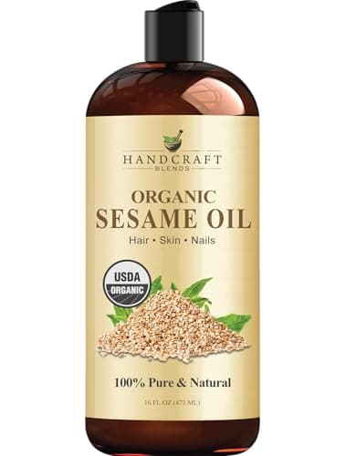 Handcraft Blends Organic Sesame Oil - 16 Fl Oz - 100% Pure and Natural - Premium Grade Carrier Oil for Skin and Hair - Hair and Body - Massage - Expeller-Pressed and Hexane-Free