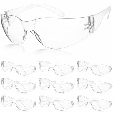 10 Pack Clear Safety Glasses for Men Women, ANSI Z87.1 Certified Scratch & Impact Resistant Wrap Around Lens, Eye Protection Glasses Protective Eyewear Goggles for Lab, Carpentry, Construction (Clear)