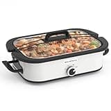 MAGNIFIQUE 4 Quart Casserole Programmable Crock Pot with Ceramic Baking Dish - Perfect Slow cooker for Family Dinners, Oven Safe and Durable Bakeware for Lasagna, Roasts