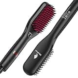 MiroPure Hair Straightener Brush Heated Straightening Brush with Ionic Generator, 30s Fast MCH Ceramic Even Heating, 11 Temperature Control, Professional Straightener Comb for Straightening (Black)