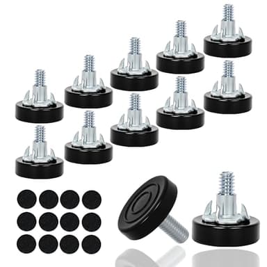 Eunenete 12 PCS M6 Thread Furniture Feet Levelers,Adjustable Furniture feet,Leveling Feet Screw,Furniture Legs,with T-Nuts