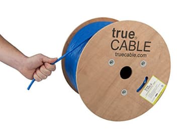 TRUE CABLE Cat6A Riser (CMR), Bulk Ethernet Cable, 1000ft, Blue, 23AWG Solid Bare Copper, Unshielded Twisted Pair (U/UTP), 750MHz, PoE++ 100W, ETL Listed