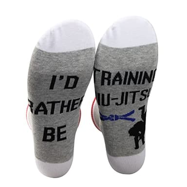 PXTIDY 2 Pairs Jiu Jitsu Gifts Martial Art Socks I'd Rather Be Training Jiu-Jitsu Novelty Socks Brazilian Jiu Jitsu Judoka Gifts for Martial Art Lovers (TRAINING JIU-JITSU)