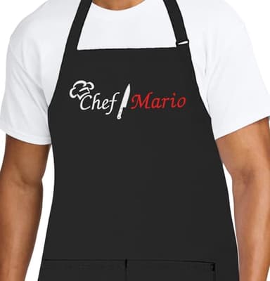 THE APRONPLACE Personalized Chef Apron for Men, Custom Embroidered Design, Professional Kitchen Cooking BBQ Grilling for Dad, Decorated in USA