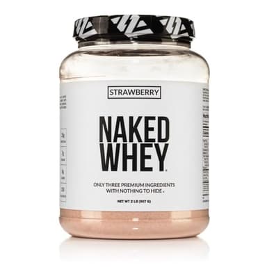 NAKED Strawberry Whey Protein Powder, Only 3 Ingredients, 25g Grass Fed Whey Protein Powder, Aid Muscle Growth & Recovery - 24 Servings