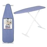 Ironing Board Full Size; Made in USA by Seymour Home Products (Solid Blue) Bundle Includes Cover + Pad | Iron Board w/Steel T-Legs Adjustable from Tabletop up to 36" High