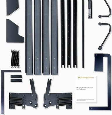 Wilding Wallbeds Deluxe Murphy Mechanism With Desk Kit - Vertical Wall Bed, DIY Frame Hardware for Folding Cabinet, Easy to Build Hidden Bed (Queen US Standard)