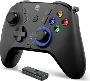 EasySMX 2.4G Wireless Gaming Controller for Windows PC, Steam Deck, PS3 & Android TV Box, Plug and Play Gamepad with Dual Vibration, 4 Back Paddles, Up to 14-Hour Battery Life
