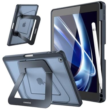 Fintie Shockproof Case for iPad 9th Generation (2021) / 8th Generation (2020) / 7th Gen (2019) 10.2 Inch - [Built-in Pencil Holder] Slim Frosted Protective Cover with Multi-Angle Kickstand, Black