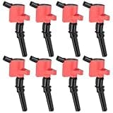 MAS Red Curved Boot Set of 8 Ignition Coils Pack Compatible with 1997-2015 Ford E150 E250 F150 F250 F350 4.6L 5.4L V8 Replacement for DG508 DG457 FD503