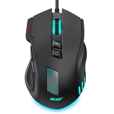 acer Wired Gaming Mouse, 12,800 DPI RGB Ergonomic Computer Mouse with Optical Sensor, 8 Programmable Buttons, 12 Backlit Modes, Software for DIY Keybinds, Rapid Fire, USB Gaming Mice for Laptop, PC