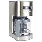 Kenmore Coffee Maker 12 cup Drip Coffee Machine Reusable Filter Programmable Timer Digital Display Aroma Control Glass Carafe Charcoal Water Filter Regular Bold Stainless Steel