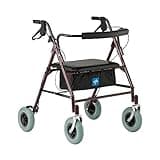 Medline Bariatric Heavy Duty Steel Rollator Supports up to 500 lbs, Strong, Comfortable Rolling Walker with 8 inch Wheels