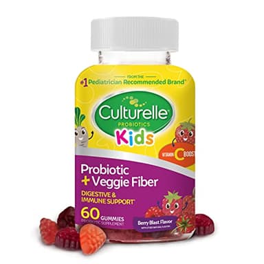 Culturelle Daily Probiotic For Kids + Veggie Fiber Gummies (Ages 3+) - 60 Count - Digestive Health & Immune Support – Berry Flavor with a Vitamin C Boost