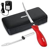 Cushore Cordless Electric Knife Rechargeable with 2 Set of 8 Fully Serrated S.S. Blades, Multi Function for Turkey Knife, Portable Carry Case for Fishing, Filleting, and Outdoors (Red)